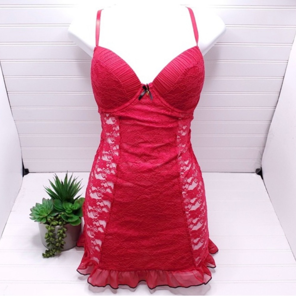 Jessica Simpson Fashion Lace Pleated Mesh Babydoll